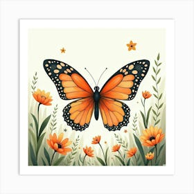 A Whimsical Butterfly With Wings Of Flowing, Watercolor Patterns Fluttering Through A Dreamy Garden Art Print