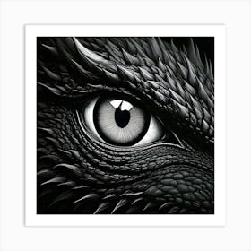 Firefly Piercing Eye Of A Black Dragon In Monochrome 76744 Art Print