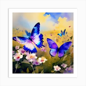 Butterflies In The Meadow 2 Art Print