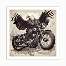 Eagle On A Motorcycle 3 Art Print