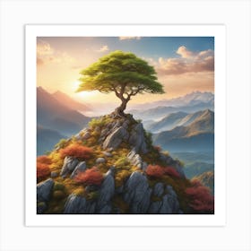 Lone Tree On Top Of Mountain 66 Art Print