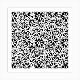 Slices Black On White Art Print