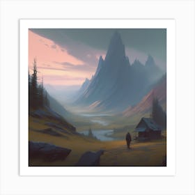 Peaceful Landscape In Mountains Professional Ominous Concept Art By Artgerm And Greg Rutkowski An (4) Art Print