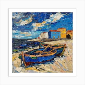 Van Gogh Style: Fishing Boats in Saintes-Maries-de-la-Mer Series 1 Art Print