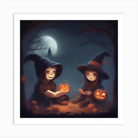 Cute Halloween Witches Art Print