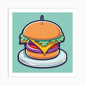 Cartoon Hamburger Art Print