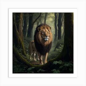 Lion In The Forest Art Print