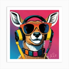 Deer With Headphones 7 Art Print