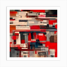 Red and Black Abstract Art Print