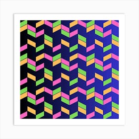 Background Pattern Geometric Pink Yellow Green Art Print