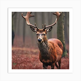 Stag In The Woods Art Print