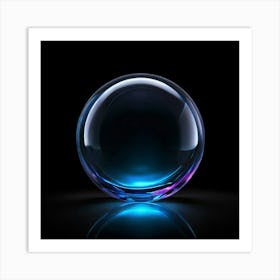 Glass Ball On Black Background Art Print