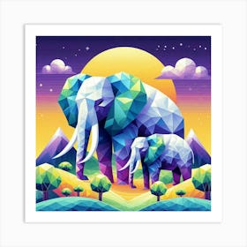 The Sun and Sky Explorers Elephants Art Print