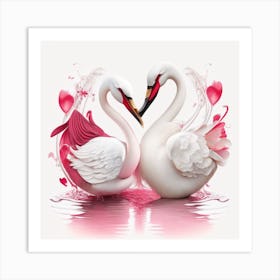 Swans In Love Art Print