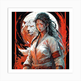 white tiger Asian Glow Art Print