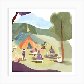 Campfire In The Woods Art Print