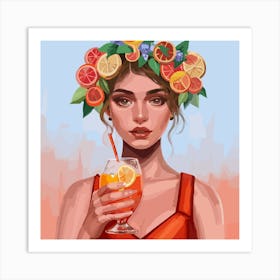 Woman Drinking A Cocktail 1 Art Print