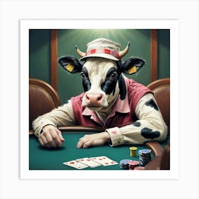 Cow Playing Poker 4 Art Print