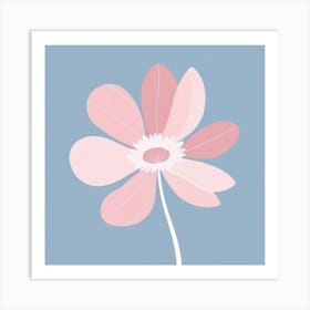 A White And Pink Flower In Minimalist Style Square Composition 77 Art Print