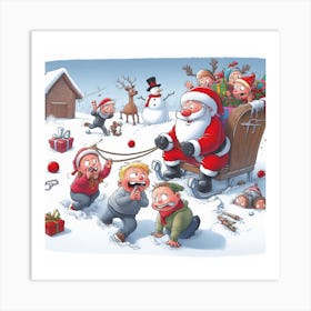 Santa Claus With Children Art Print