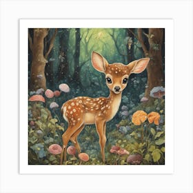 Fawn In The Forest Art Print