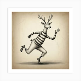 Deer Running Art Print