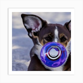 Dog Playing With A Toy Art Print