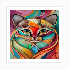 Colorful Cat Art Print