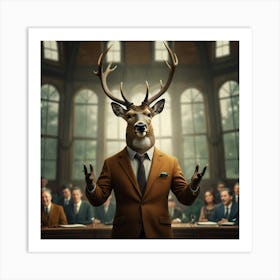 Deer In A Suit 1 Art Print