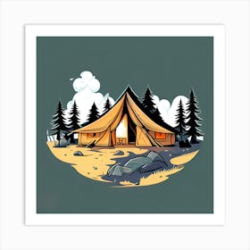 Tent In The Woods Art Print