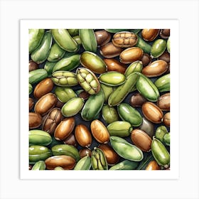 Watercolor Pattern Of Pistachios Art Print