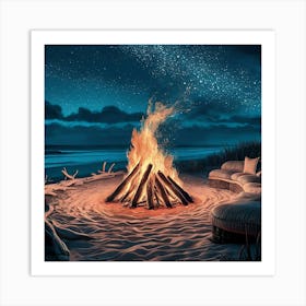 Fire Pit On The Beach Art Print