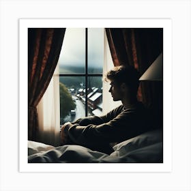 Man Looking Out Window Art Print