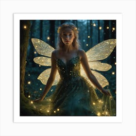 Teal firefly fairy Art Print