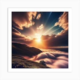 Sunrise Over Clouds Art Print