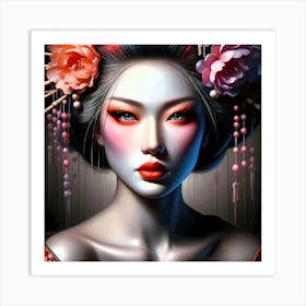 Japan Traditional Geisha Illustration By Ad 183 Art Print