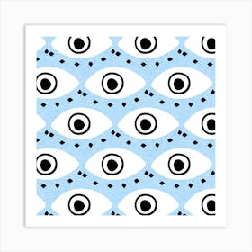 Evil Eye Charm Light Blue Square Art Print