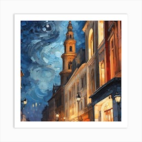 Starry Night In The City Art Print