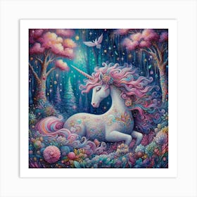 Unicorn In The Forest Art Print