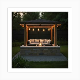 Gazebo With Fire Pit Art Print