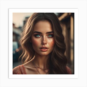 Portrait Of A Girl With Blue Eyes Art Print