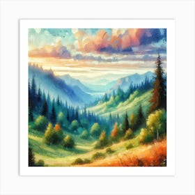 Sunset In The Mountains 5 Art Print