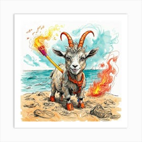 Goat On The Beach 1 Art Print