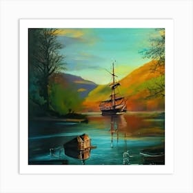 Sailboat On The Lake Art Print