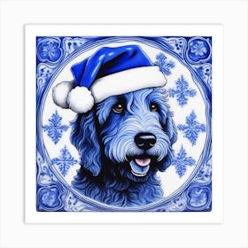 Santa Claus Dog Art Print