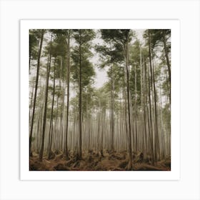 Tall Trees In A Forest Art Print