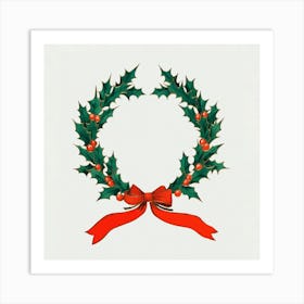 Holly Wreath Art Print