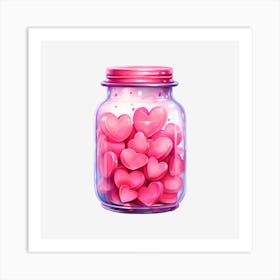 Pink Hearts In A Jar 18 Art Print