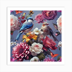 Birds And Flowers Art Print