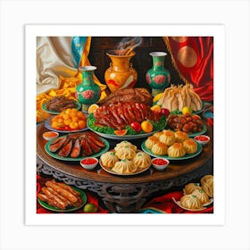 Default Vibrant Oil Painting On Canvas Depicting A Sumptuous S 2 Art Print